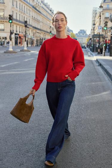 SOFT KNIT JUMPER - Intense red by Zara