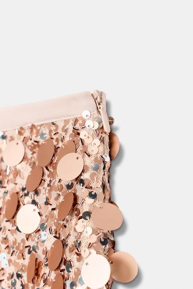 MINI JUPE À PAILLETTES - or rose de Zara - Image 7
