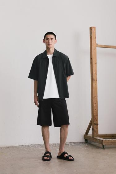 Zara 科技布拉鍊襯衫 - 黑色