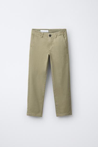 بنطلون تشينو بيزك - زيتوني الخاص بـ Zara