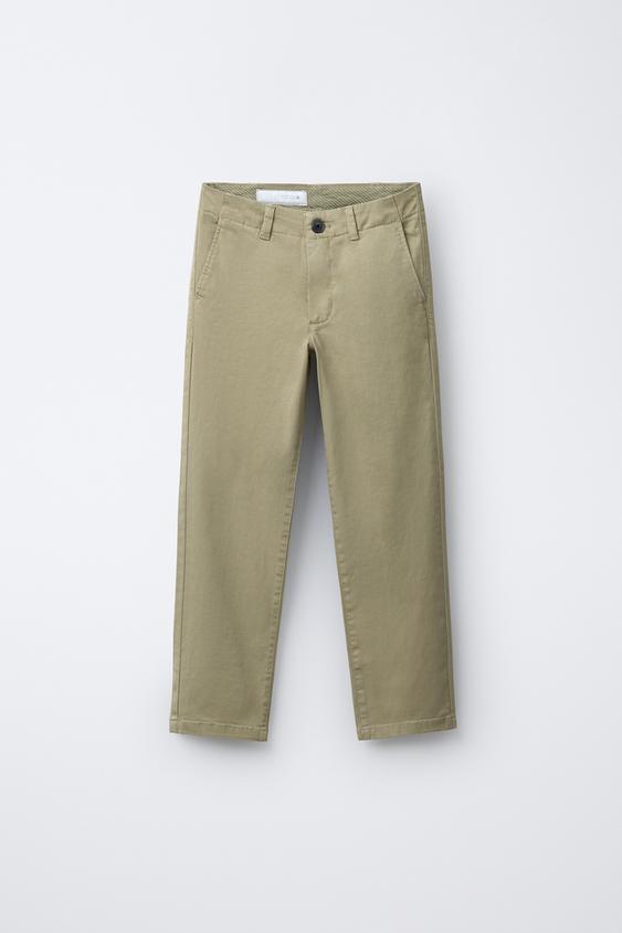 CALÇA CHINO BÁSICA - Verde-oliva da Zara - Imagem 0