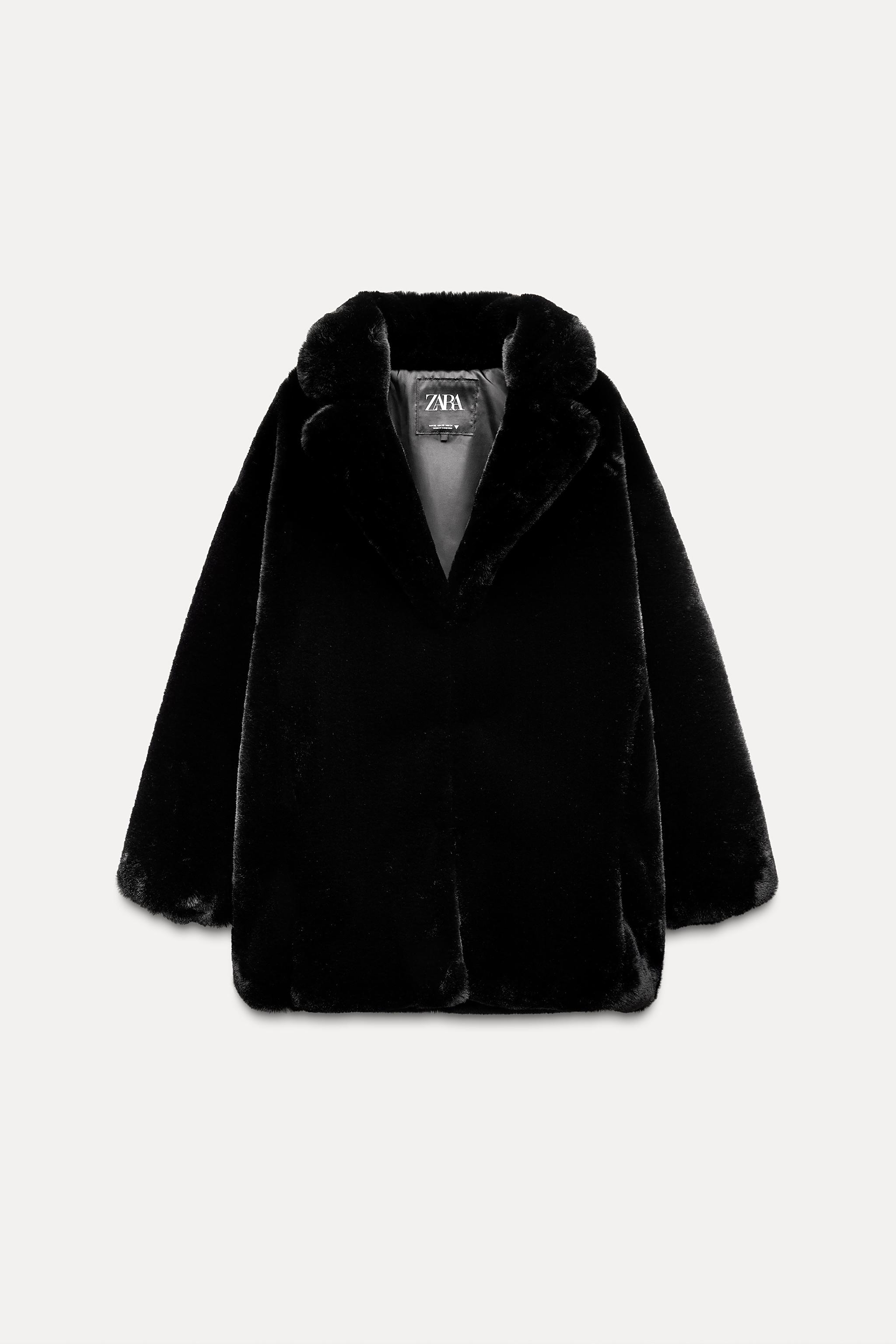 Oasis twist faux fur coat black best sale