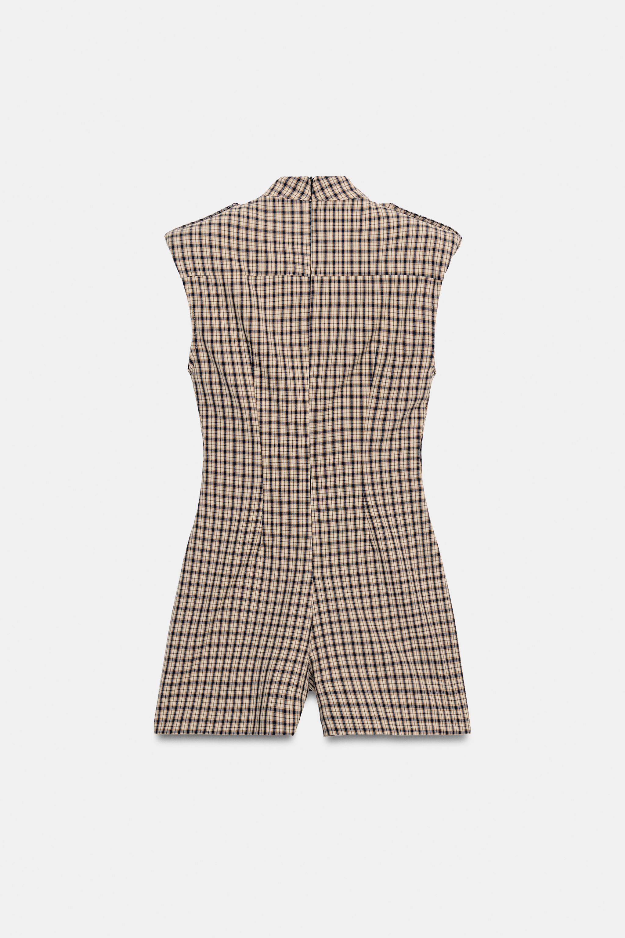 Женские комбинезоны Zara PLAID SHORT JUMPSUIT WITH LOOPS — фото 7