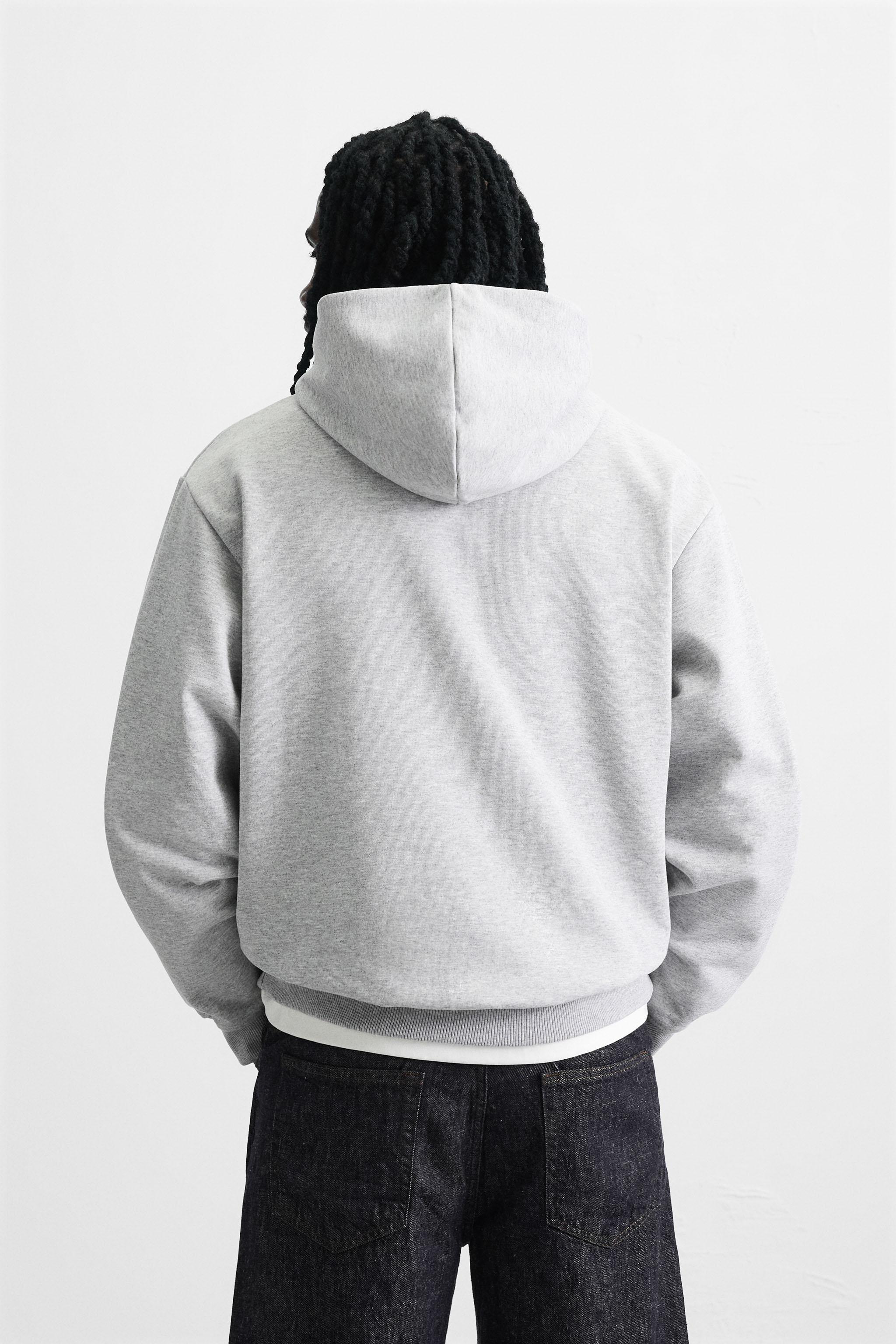 ベーシックフード付きスウェットシャツ - パールグレー | ZARA