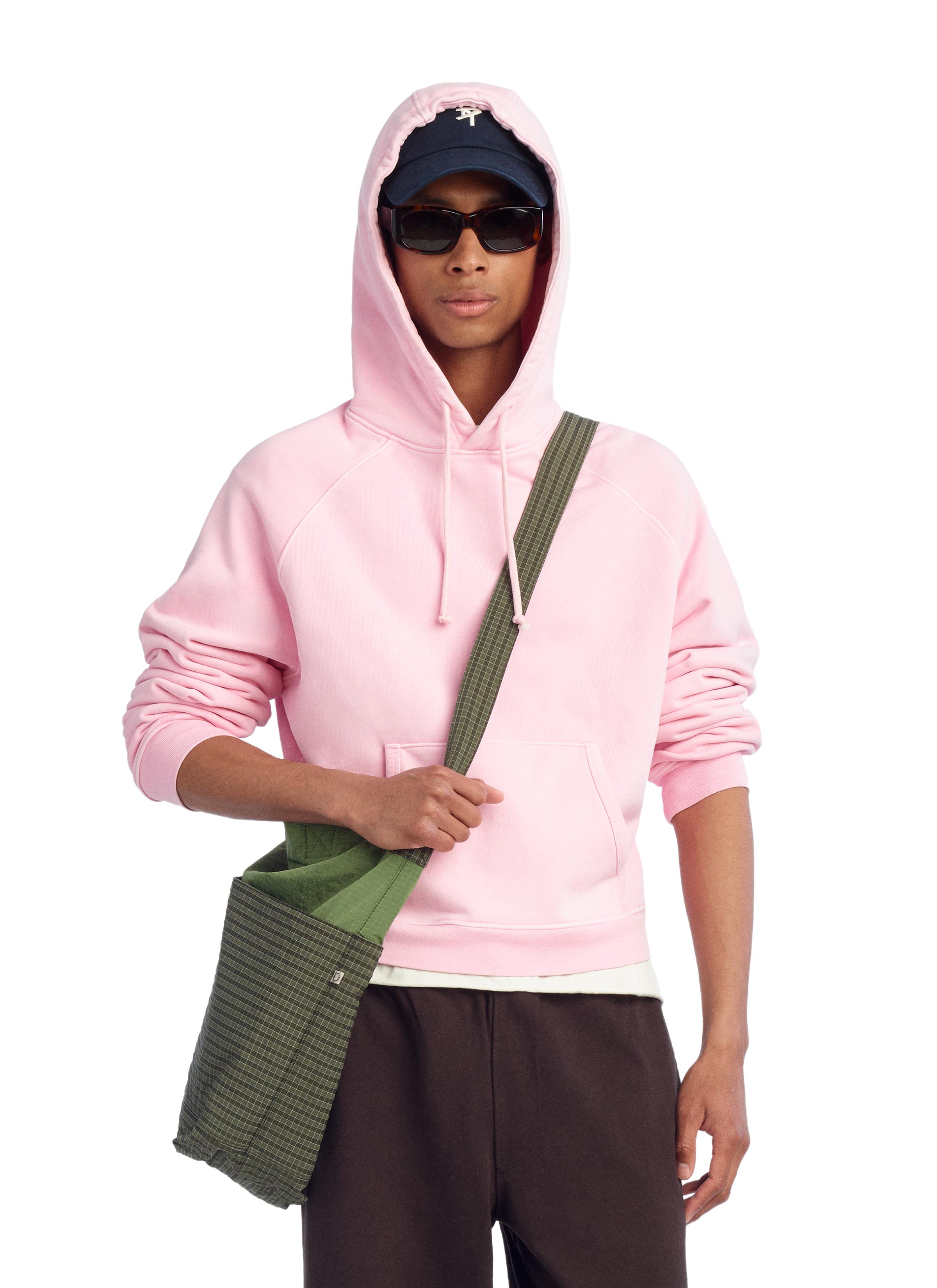 EMBROIDERED LOGO HOODIE SWEATSHIRT — Pink