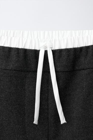 PANTALON DOUBLE TAILLE EN CONTRASTE - Gris anthracite de Zara - Image 2