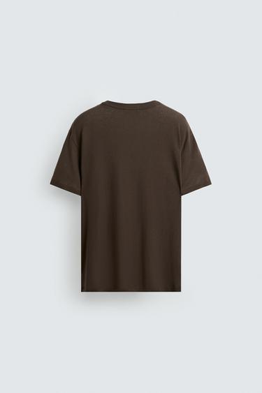 T-SHIRT COTON TEXTURÉ - Marron de Zara - Image 6
