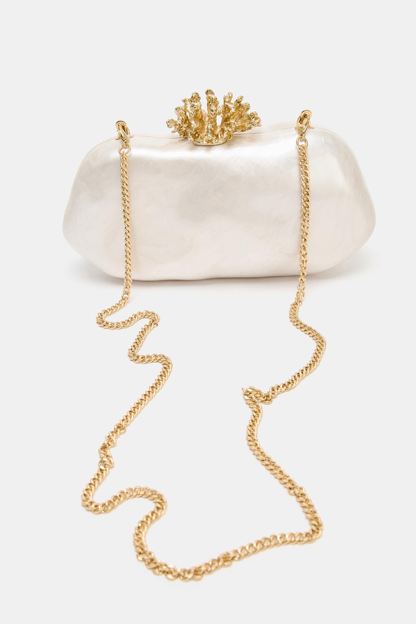 Женский клатч Zara Metallic Detail Clutch, цвет: Белый — фото 3