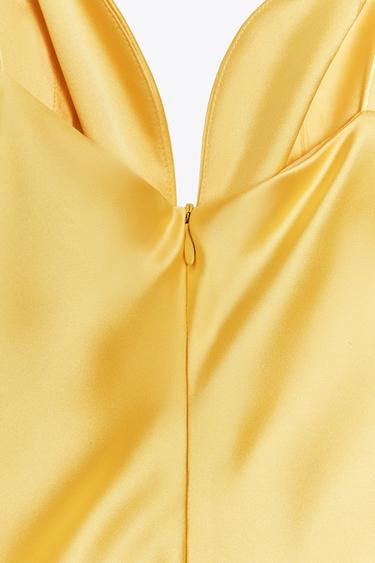 LONG SATIN DRESS - Yellow by Zara - Image 6