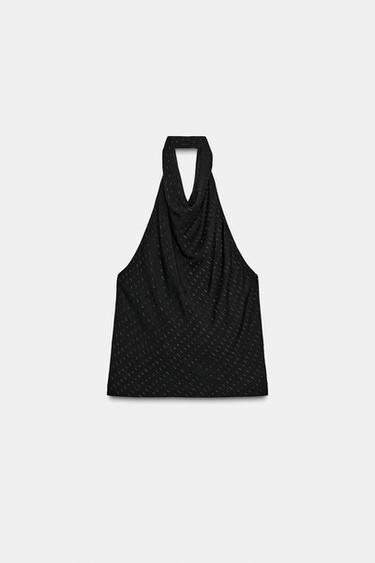 TOP HALTER FÍO METALIZADO - Negro de Zara