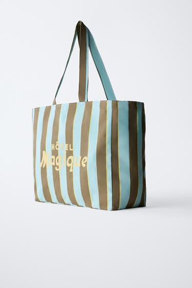 HÔTEL MAGIQUE © X ZARA STRIPED TOTE BAG - Blue by Zara - Image 1