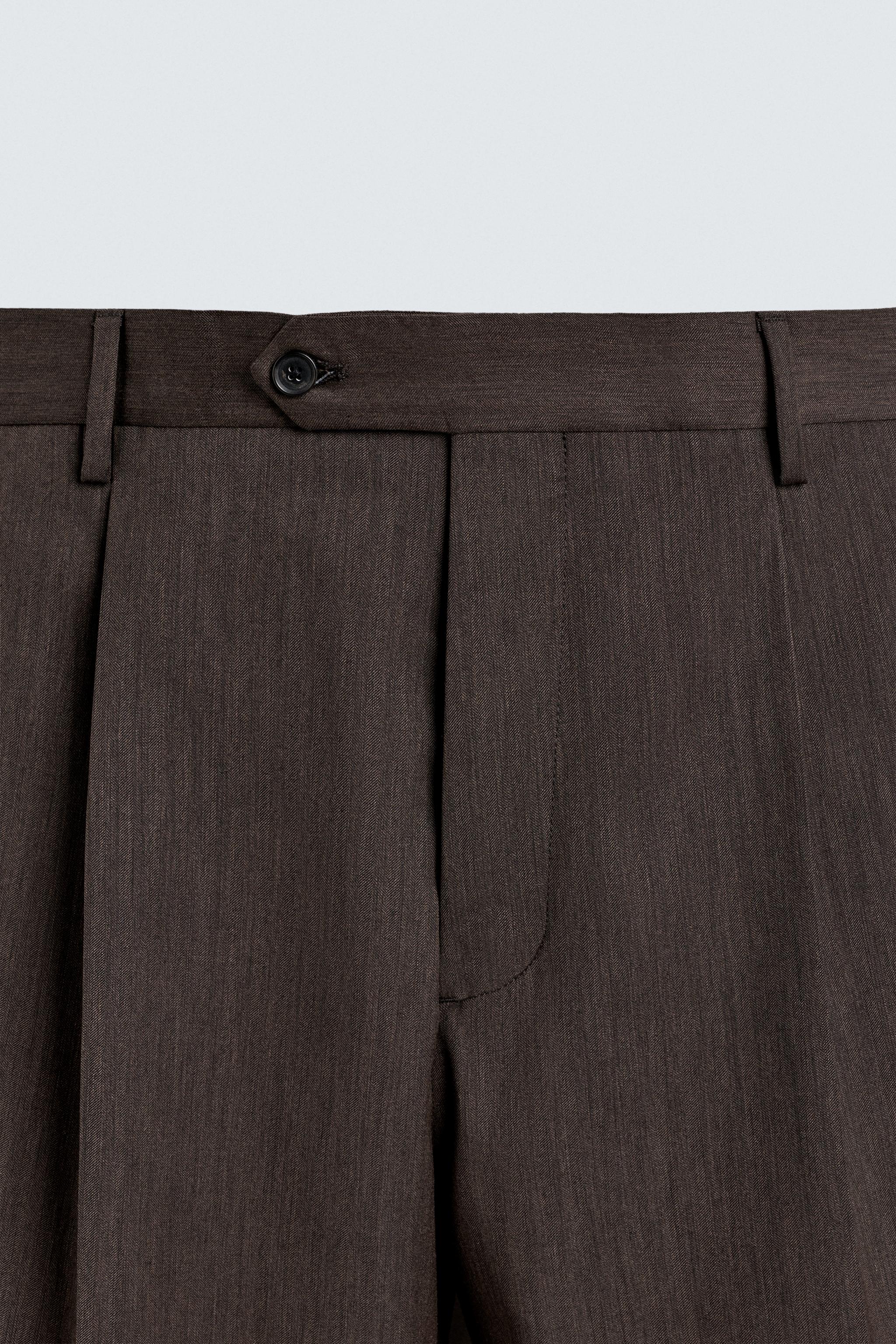 REGULAR FIT HERRINGBONE SUIT PANTS