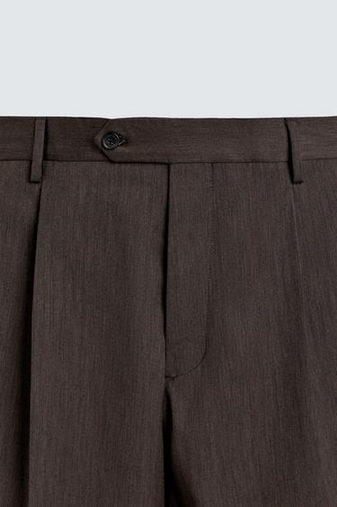 REGULAR FIT HERRINGBONE SUIT TROUSERS - Brown by Zara - Image 6