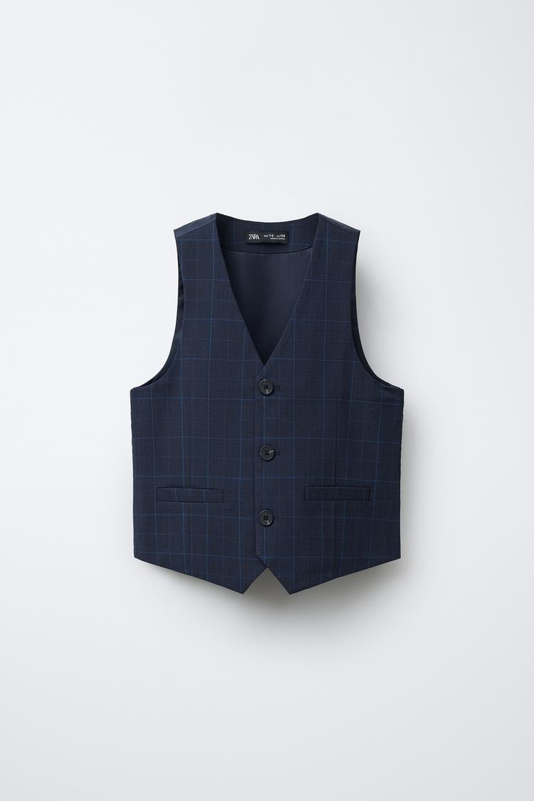 チェック柄スーツベスト - ネイビーブルー | ZARA Japan / 日本 