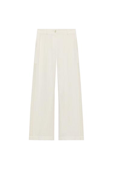 TROUSERS WITH SIDE LACE INSERTS - Ecru by Zara