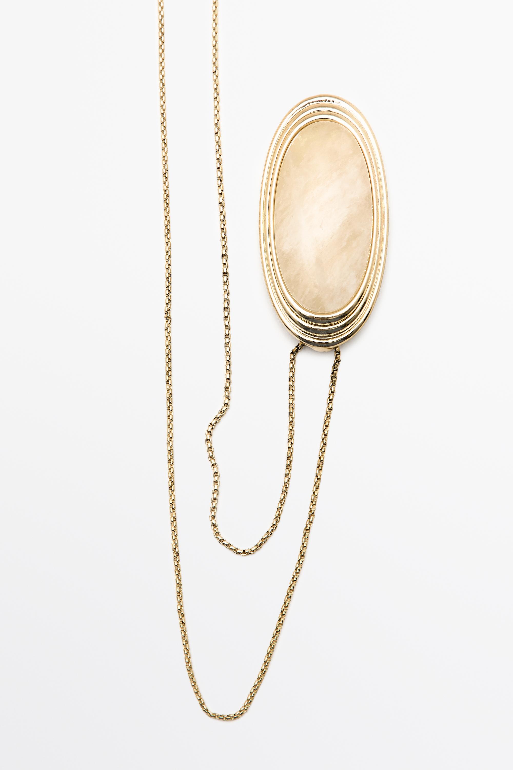 Collier pendentif pierre de quartz ovale