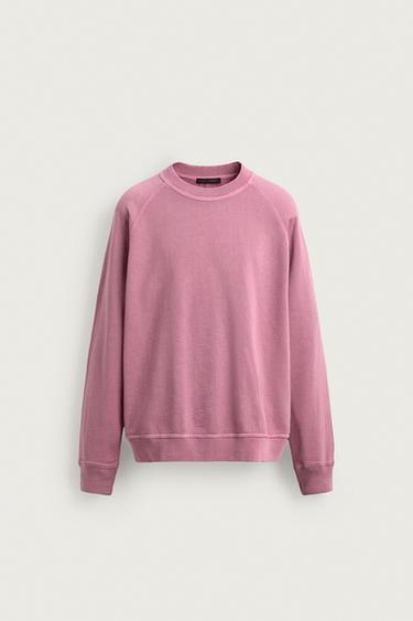 Zara BASIC WASHED CREWNECK SWEATSHIRT - Pink gold