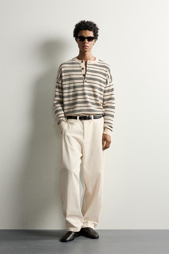 PANTALÓN BALLOON FIT PLIEGUES - Crudo de Zara - Imagen 0
