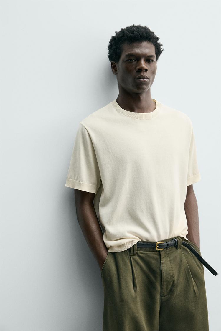 ZARA LIGHT KNIT COTTON T-SHIRT