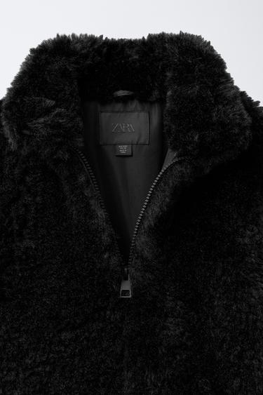 FAUX FUR JACKET - Black by Zara - Image 4