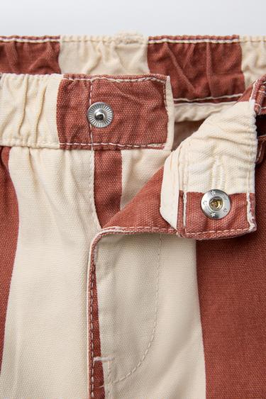 PANTALON SERGÉ BAGGY RAYÉ - Rouge / Blanc de Zara - Image 2