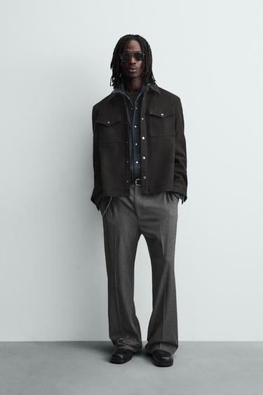 SURCHEMISE RELAXED FIT MATIÈRE SYNTHÉTIQUE - Marron foncé de Zara