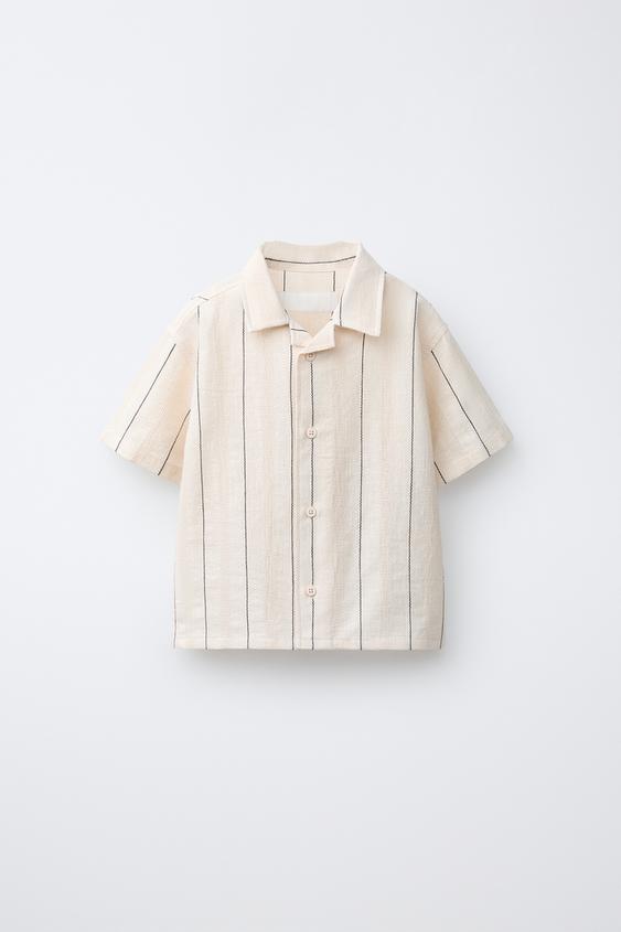 STRIPED TEXTURED SHIRT - Ecru by Zara - Image 0