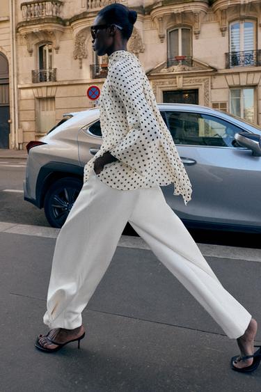 POLKA DOT BLOUSE WITH BOW - Ecru / Black by Zara