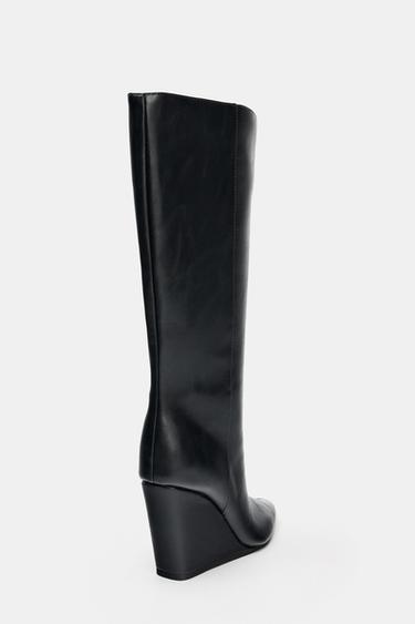 WEDGE HEEL BOOTS - Black by Zara - Image 6