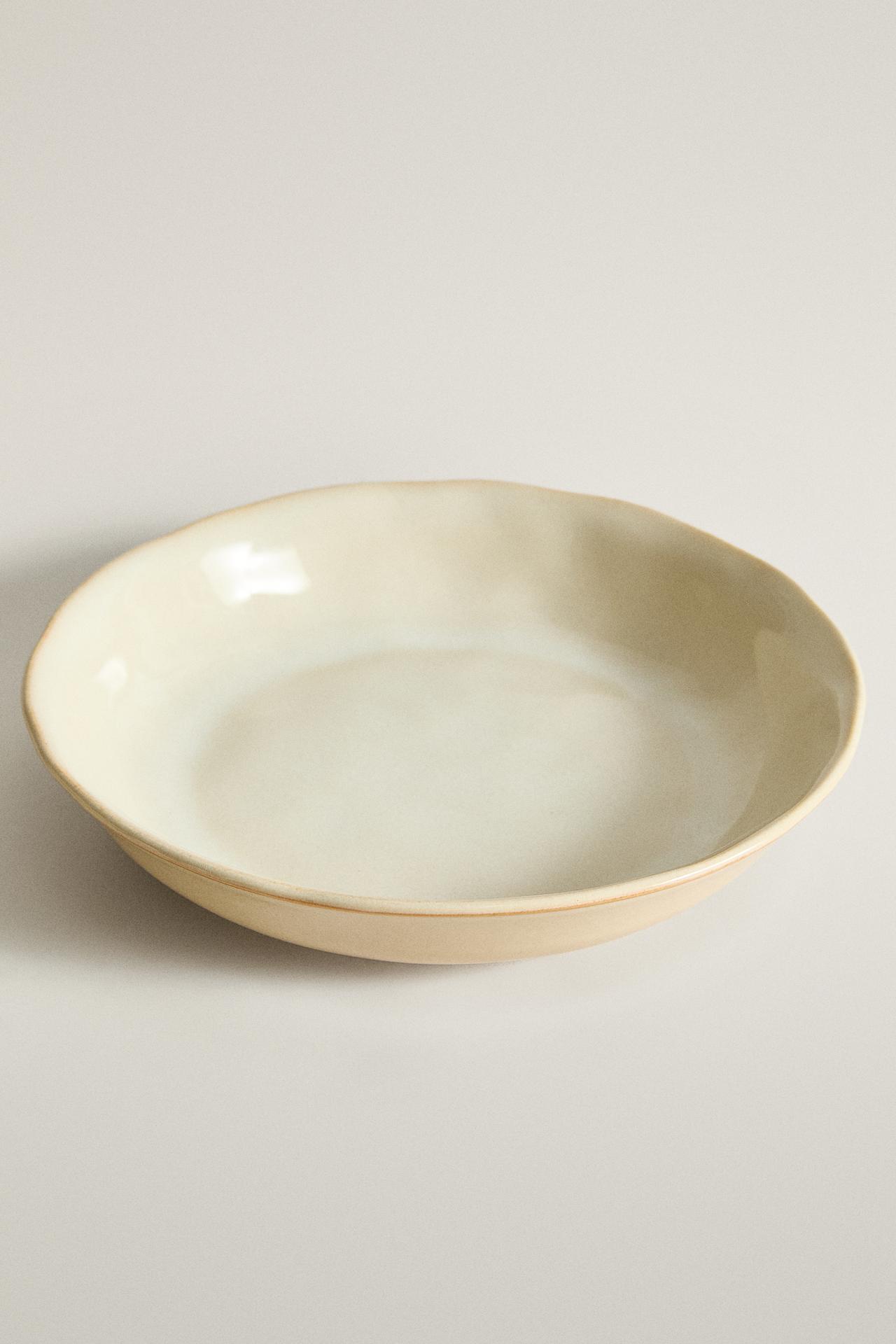 IRREGULAR EDGE STONEWARE SOUP PLATE — Cream