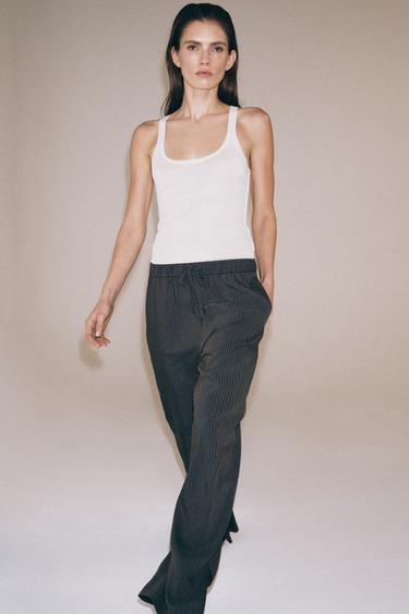ZW COLLECTION STRIPED PYJAMA-STYLE TROUSERS - Grey by Zara - Image 0