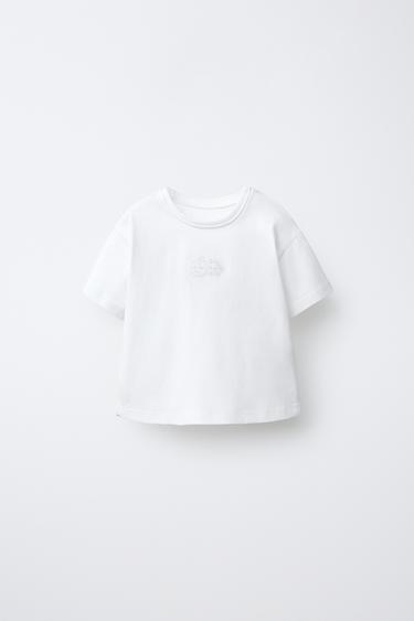 CAMISETA LISA BORDADO - Blanco de Zara - Imagen 0