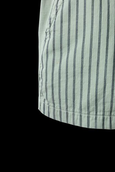 Zara STRIPED COMBINATION STRAIGHT SHORTS - Green