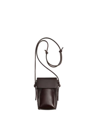 LEATHER CROSSBODY BAG - Brown by Zara