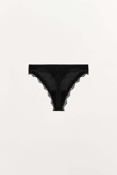 TANGA MI-BAS AVEC DENTELLE - Noir de Zara - Image 4
