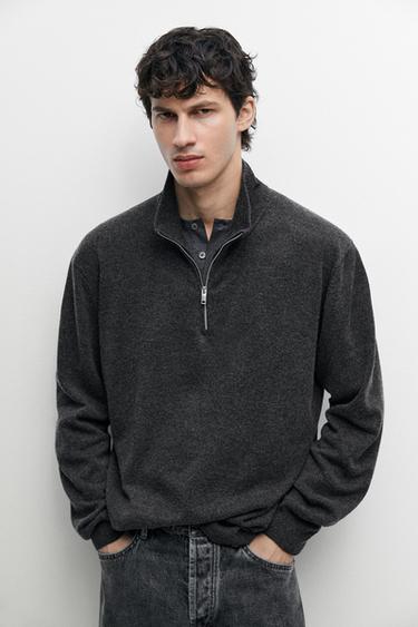 Mock neck knit sweater with zip — Anthracite Gray 2