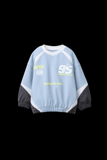 Zara TEXT PANEL SWEATSHIRT - Blue - Image 0