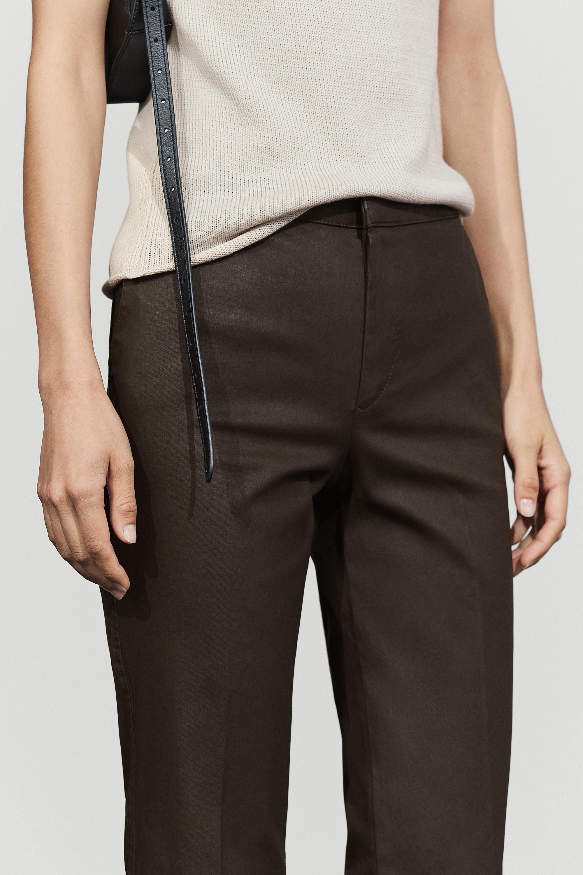 Pantalon flare cropped enduit