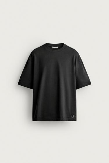RELAXED FIT SLOGAN T-SHIRT - Black by Zara