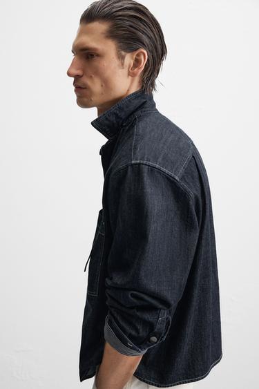 TOPSTITCHED DENIM SHIRT - Blue by Zara - Image 5