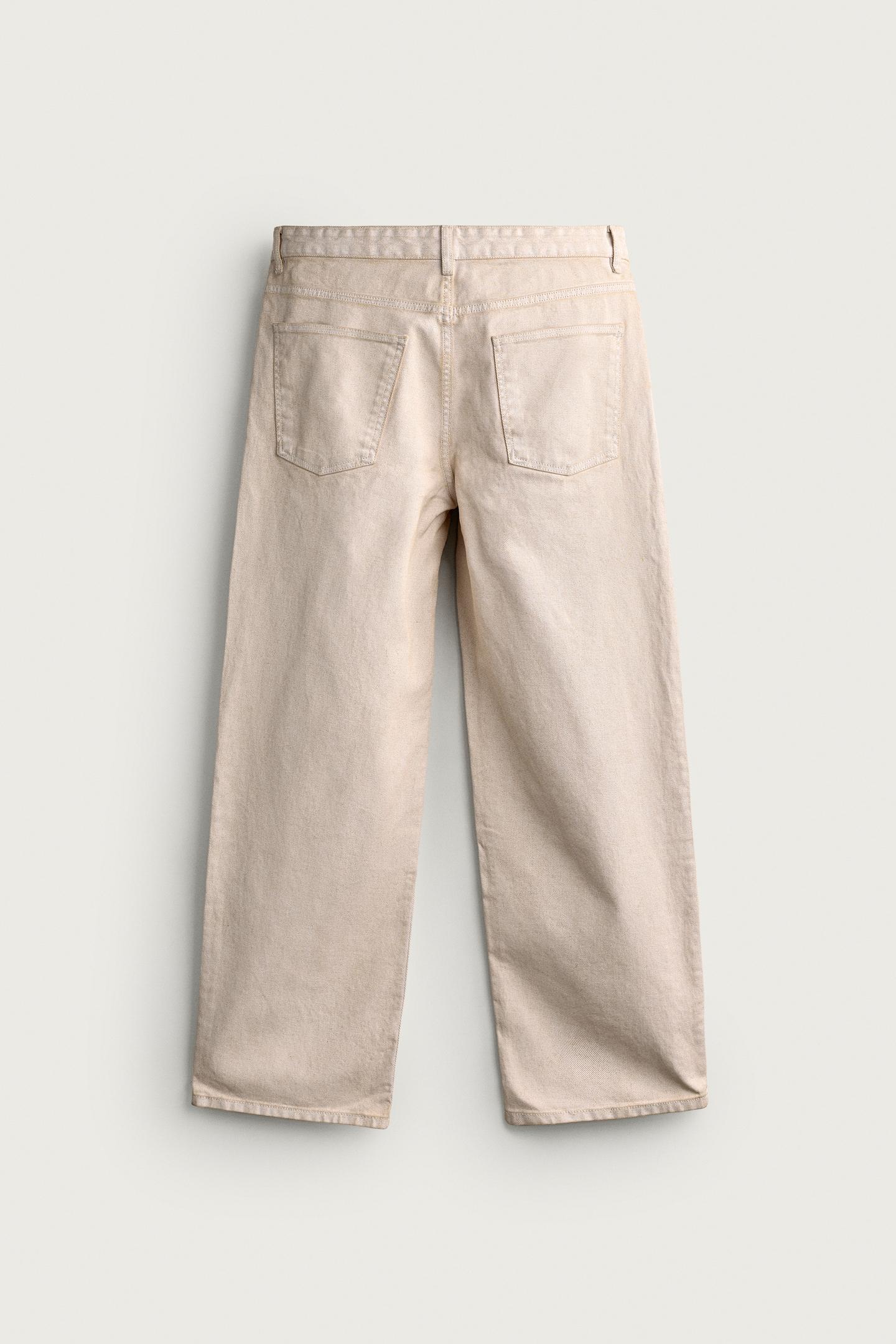 Мужские брюки Zara Washed Straight Fit, цвет: Ванильный — фото 8