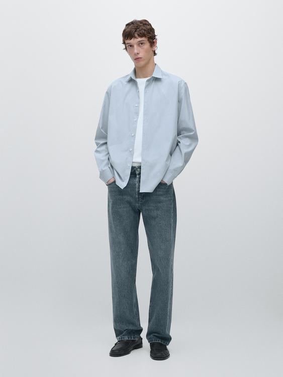 100% cotton striped poplin shirt