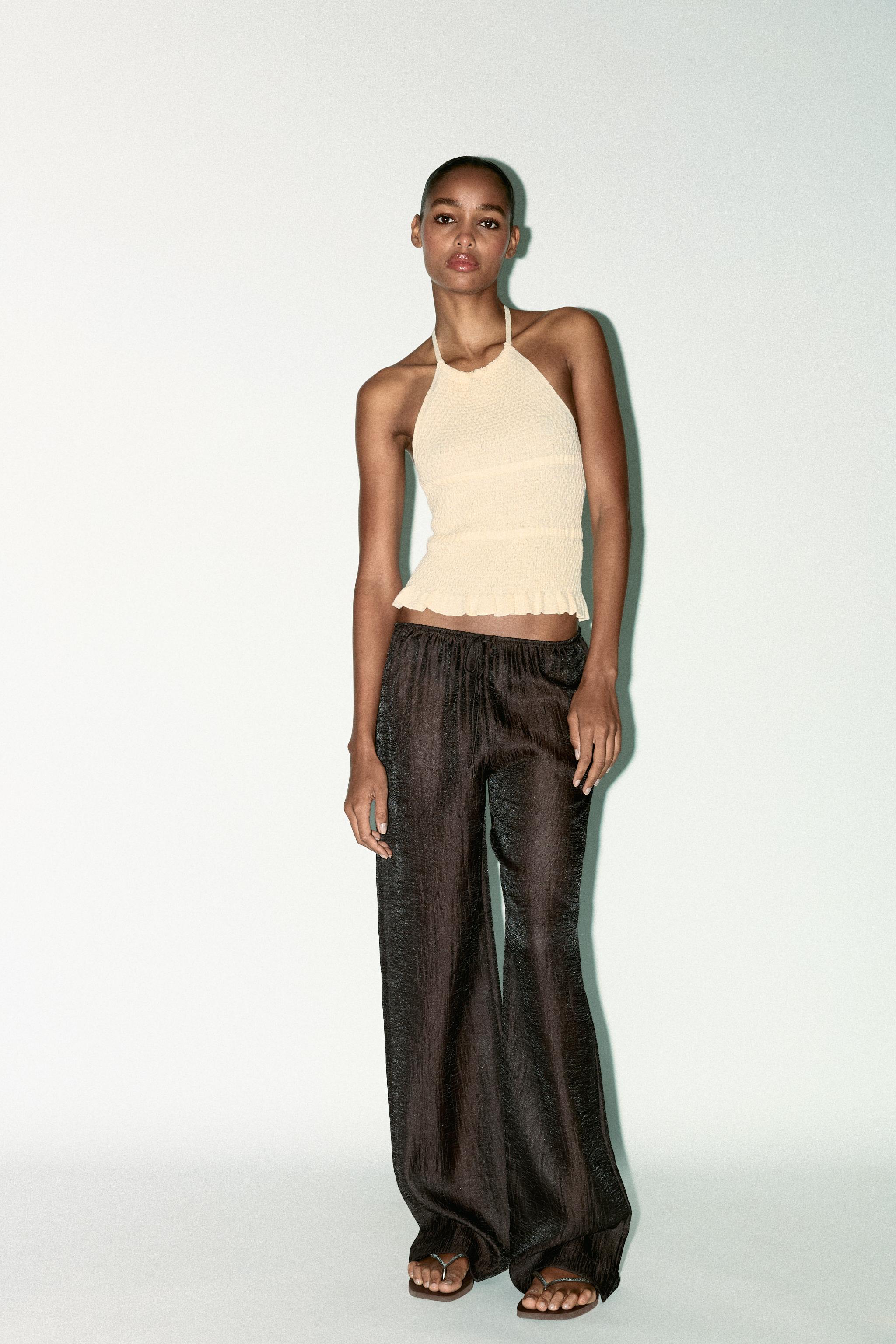 PANTALON SEMI-TRANSPARENT FROISSÉ