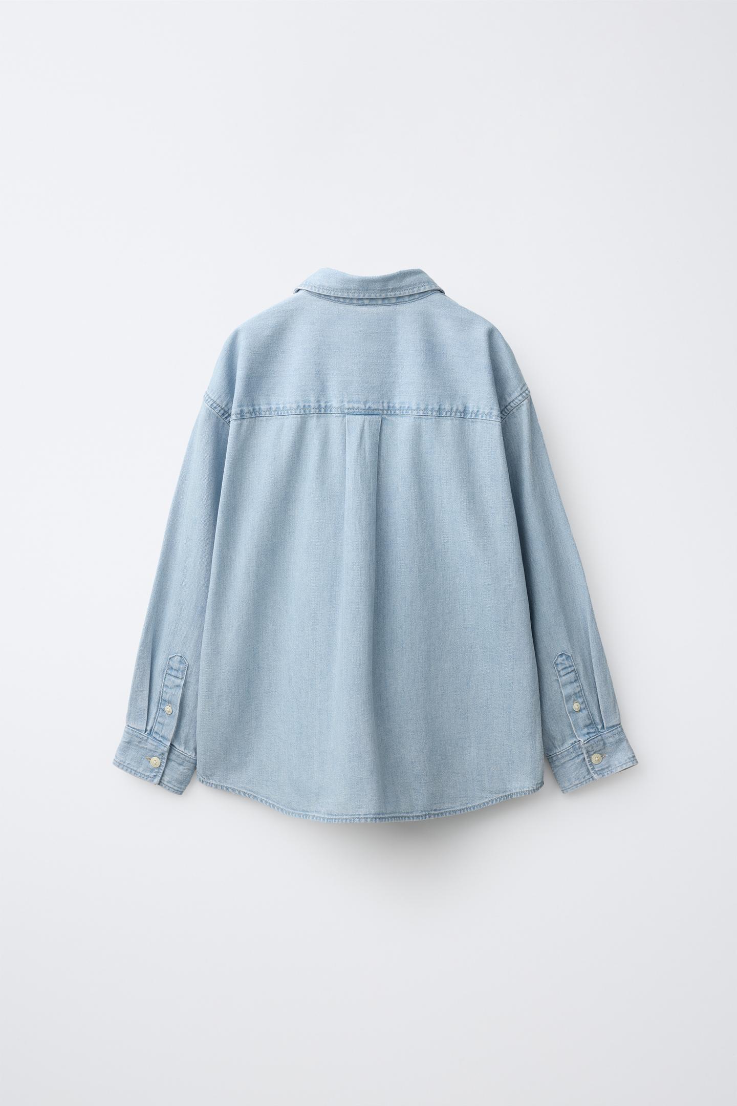 Рубашка Zara Fruit OF the Loom™ Embroidered Denim Shirt, цвет: Синий — фото 2