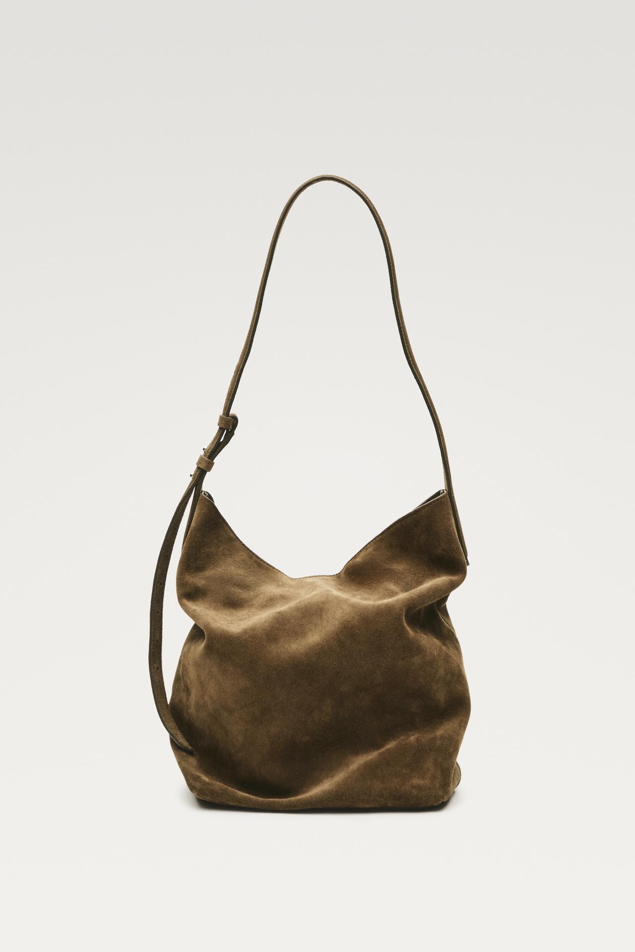 Distressed effect split suede leather bucket bag — 566