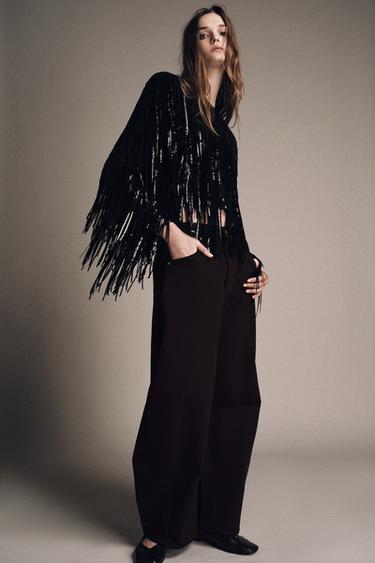 ZW COLLECTION LIMITED EDITION FRINGED JACKET - Black by Zara