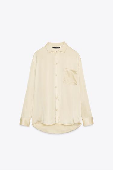 ÁO SƠ MI LỤA 100% CÓ TÚI ZW COLLECTION - Màu be từ Zara