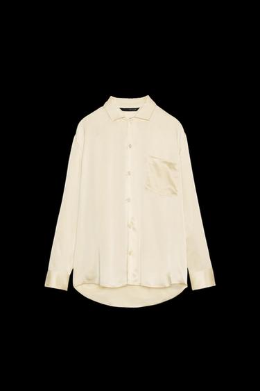 HEMD AUS 100 % SEIDE MIT TASCHE – ZW COLLECTION - Beige von Zara