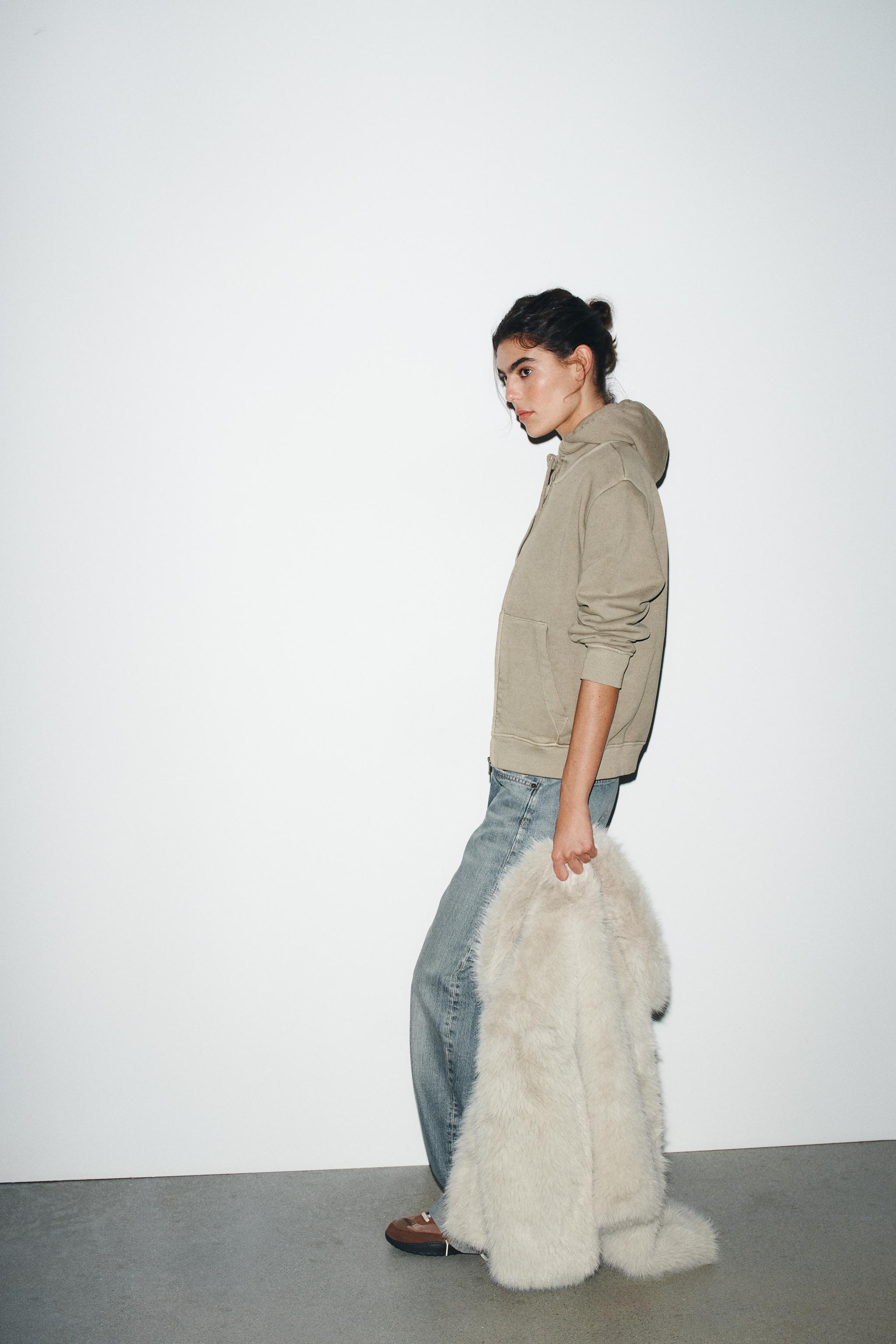 stone  sweat スウェット WASHED EFFECT HOODIE - Stone | ZARA Canada