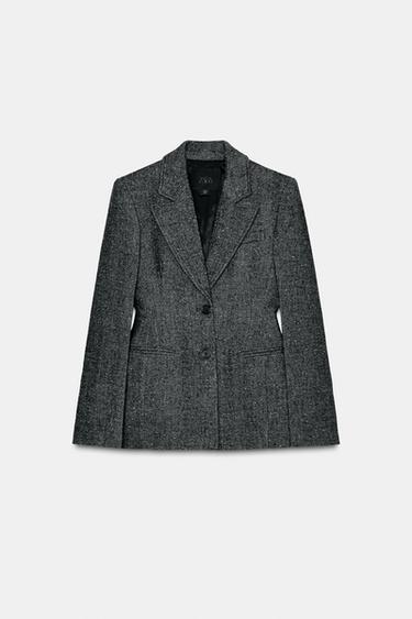 PEPLUM-BLAZER AUS WOLLE ZW COLLECTION - Schwarz / Weiß von Zara